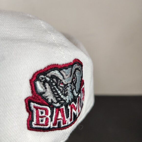 Alabama Crimson Tide BAMA Hat Cap One Fit Flex White Maroon Embroidered Logo - Picture 7 of 12